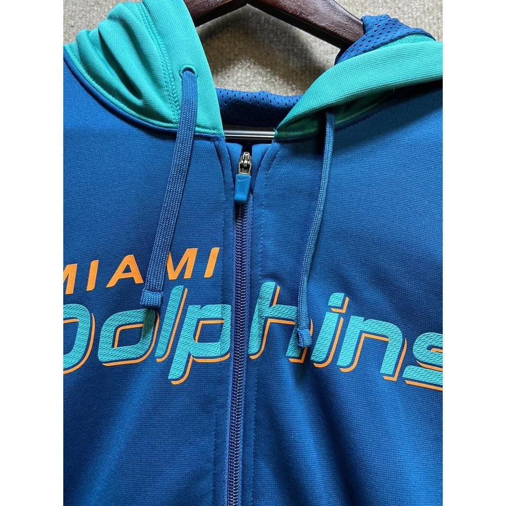 Nike Miami Dolphins Hoodie Mens 2XL Blue Green NFL Apparel Therma-Fit Zip Up